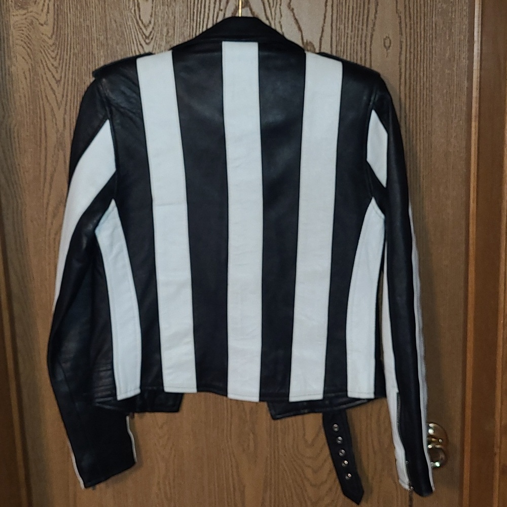 Killstar Black & White Real Leather Jacket - Picture 3 of 11